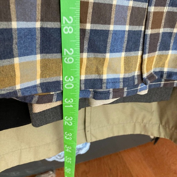 Franco Ferraro Shirt Mens Sz‎ XL 110 Navy Blue Brown Plaid Cotton Button Up - Picture 8 of 8